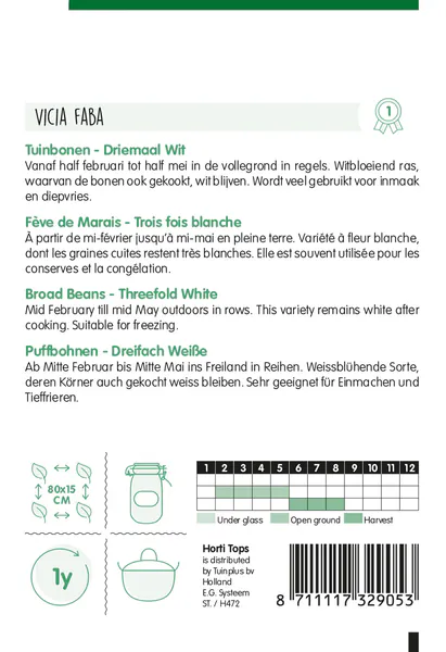 Hovedbilde Bondebønne Threefold White -Frø-